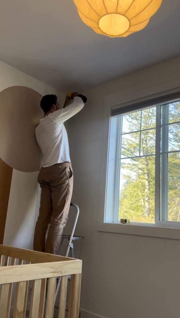 Mitch working on the curtain