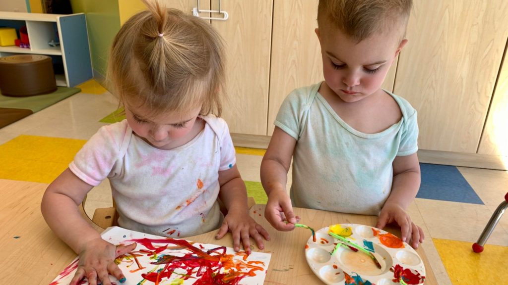the twins playing with colour